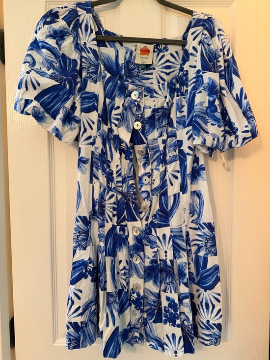 FARM Rio Dresses & Skirts - FARM Rio White and Blue Floral Midi Dress